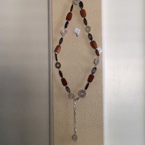 Belt/necklace  wood/metal silver tone 50”end2end